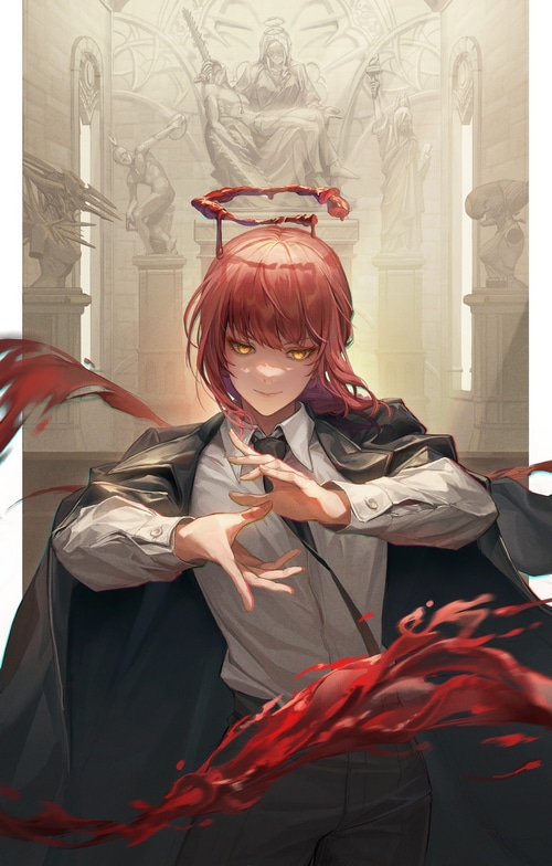 Makima from Chainsaw Man with blood halo