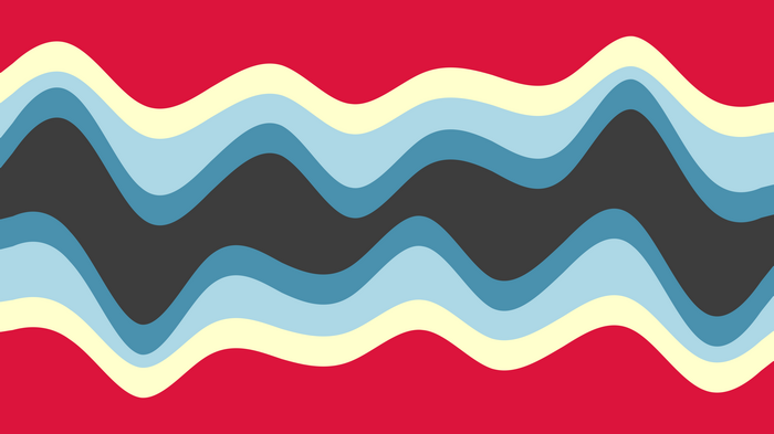 Abstract wavy lines in red, yellow, and blue