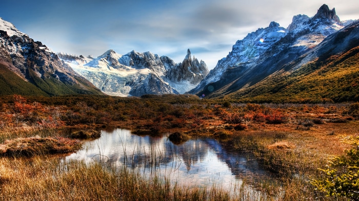 4K Mountains and Valley Reflection in Argentina