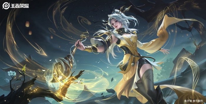 Fantasy girl with silver hair and magic staff