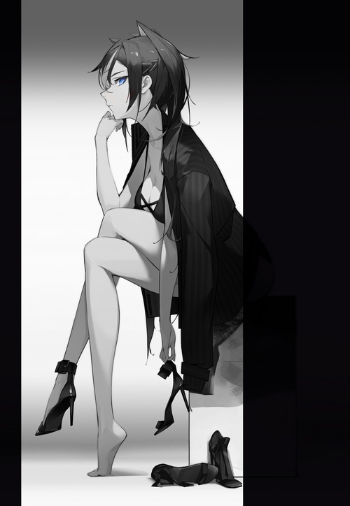 Dehya from Genshin Impact with cat ears and heels