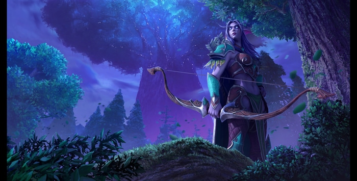 Night Elf Archer with Bow in Forest
