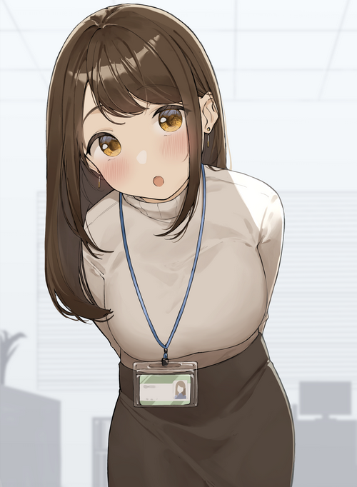 Office Girl with ID Card