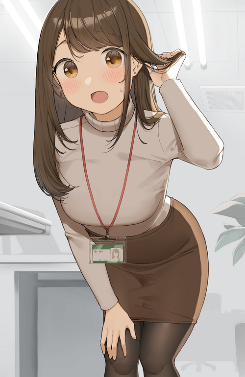 Office girl with brown eyes and turtleneck
