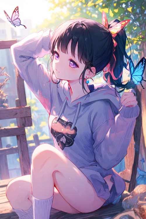 Kanao Tsuyuri with Butterflies