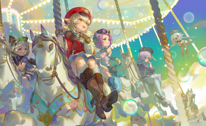 Genshin Impact characters on a carousel