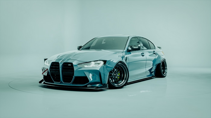 4K BMW M3 with bodykit in studio