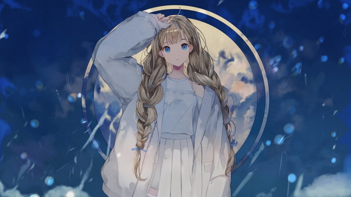 4K Anime Girl with Blonde Braids and Blue Eyes