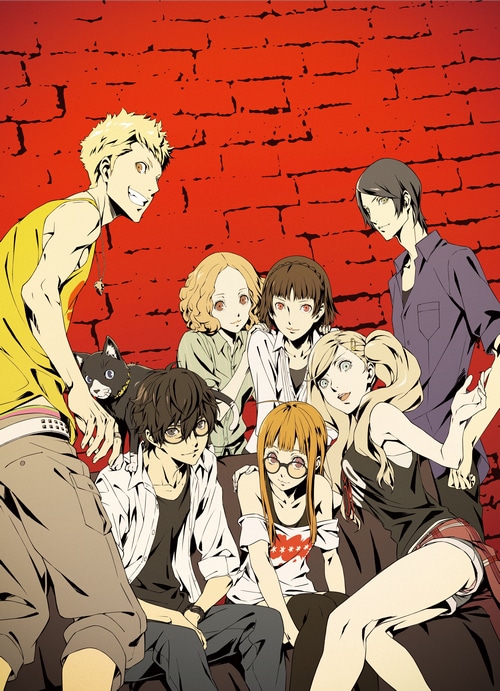 Persona 5 characters posing in front of a brick wall
