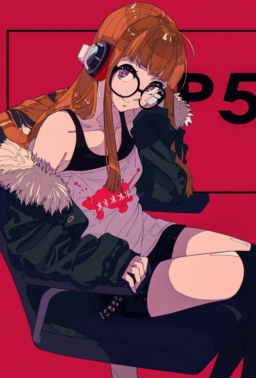Futaba Sakura from Persona 5 Royal with headphones and glasses
