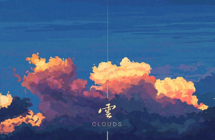 Clouds Kanji and English Text