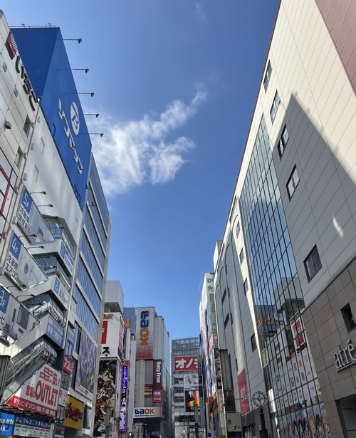 Akihabara street with buildings and signs
