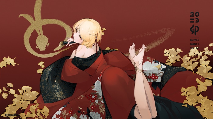 Lumine in Chinese Clothing with Snake and Ginkgo Leaves