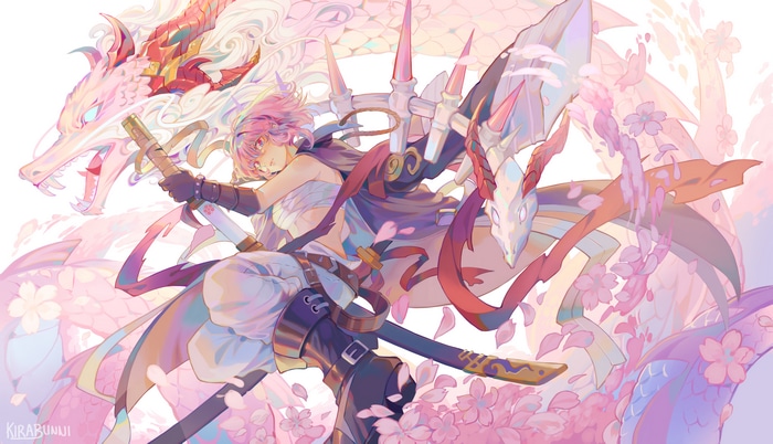 Hiiro with Dragons and Katana from Alchemy Stars