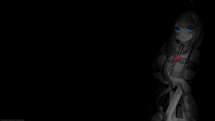 4K anime girl with blue eyes and red heart pendant