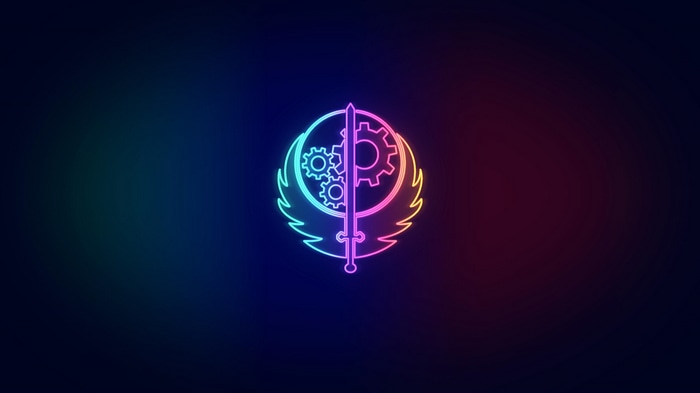 Fallout 4 Brotherhood of Steel Neon Logo 4K