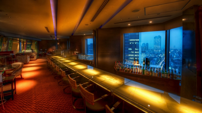 4K bar interior with Tokyo city view