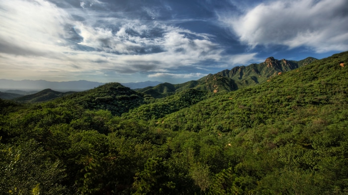 4K China Mountains with Trees and Clouds