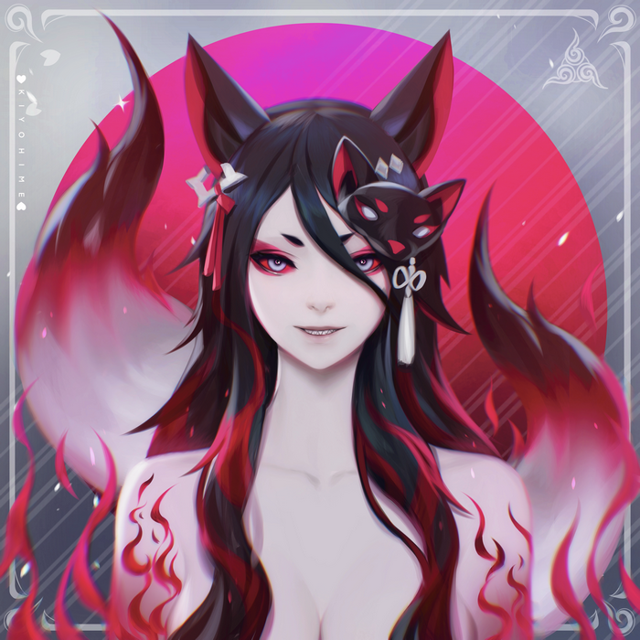 Fox girl with red eyes and fox mask
