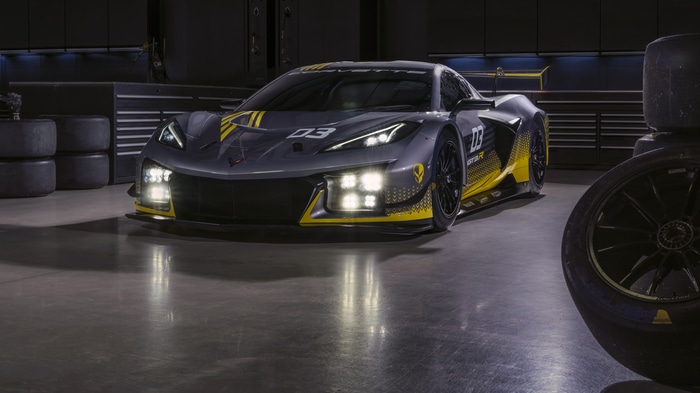 4K Chevrolet Corvette Z06 race car in a garage