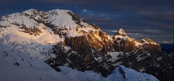 4K Snowy Alps Mountains in Slovenia