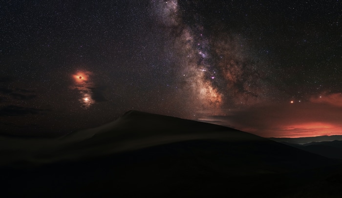 4K Starry Night Landscape with Milky Way and Moon