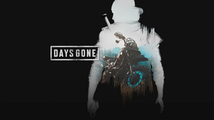 Days Gone game title with motorcycle and character silhouette