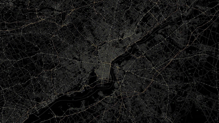 Aerial view of Philadelphia and the Delaware River