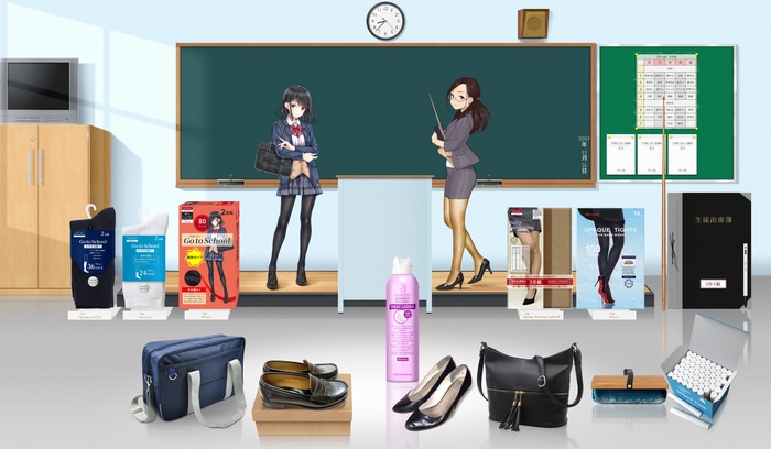 Classroom with schoolgirl and teacher