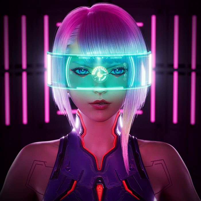 Lucyna Kushinada with Cyberpunk Visor