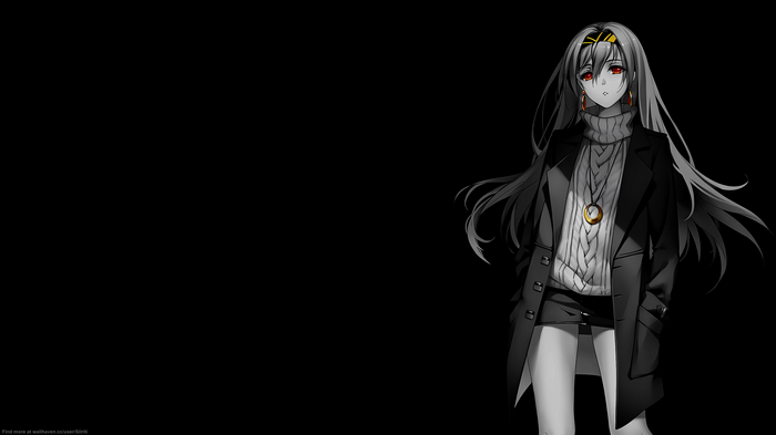 Anime girl with red eyes and long hair