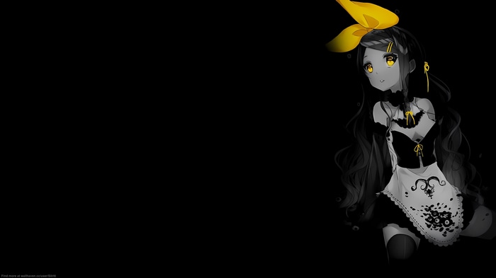 4K anime girl with yellow bow and eyes