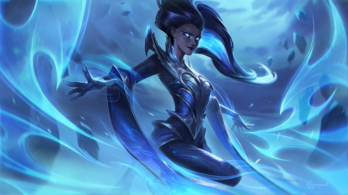 Karma from League of Legends with blue energy