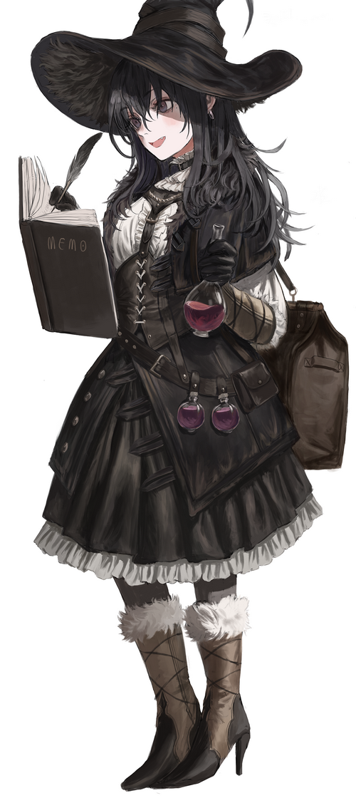 Witch with a book and potions
