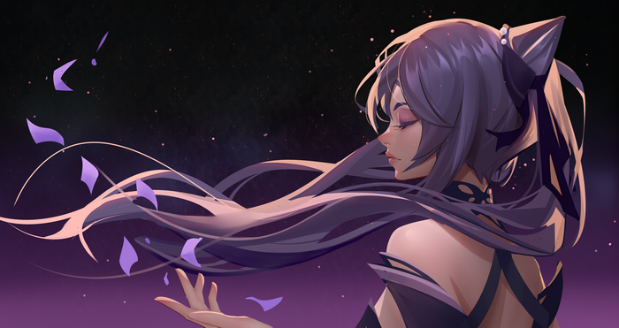 4K Keqing from Genshin Impact with purple hair