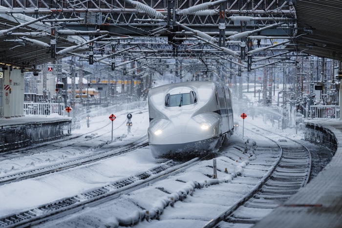 4K Winter Shinkansen train in Japan