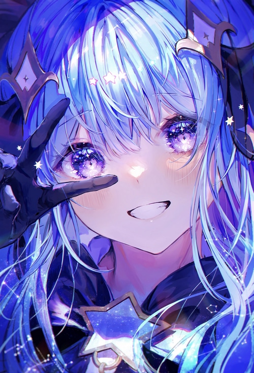 4K Anime Girl with Purple Eyes and White Hair