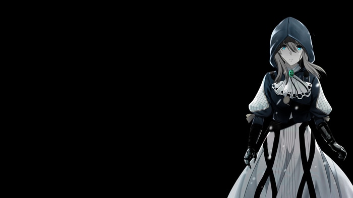 4K Anime Girl with Glowing Eyes on Black Background