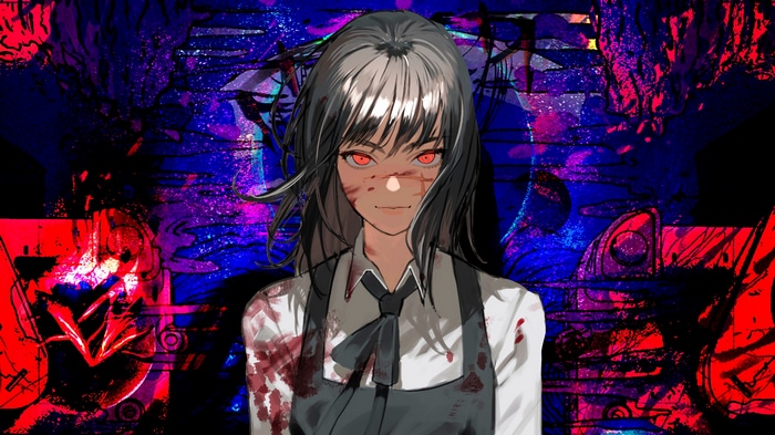 Mitaka Asa covered in blood from Chainsaw Man