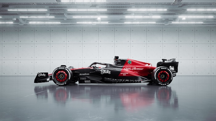 Alfa Romeo C43 Formula 1 race car in a garage