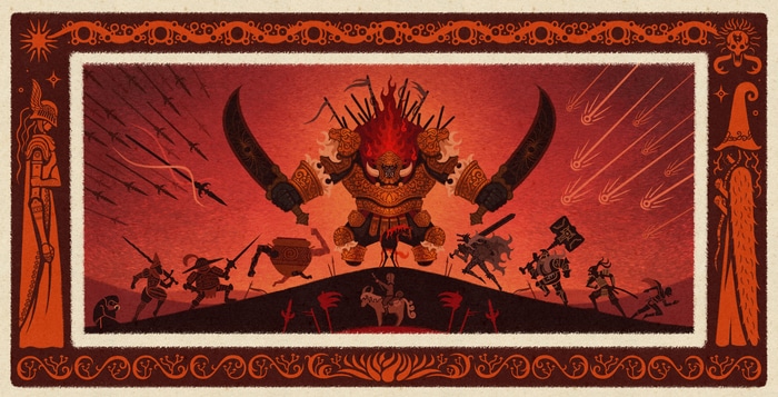 Elden Ring: The Fire Giant and his warriors