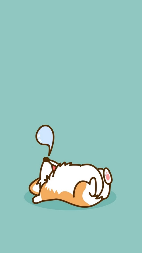 Cute corgi dog sleeping with a speech bubble