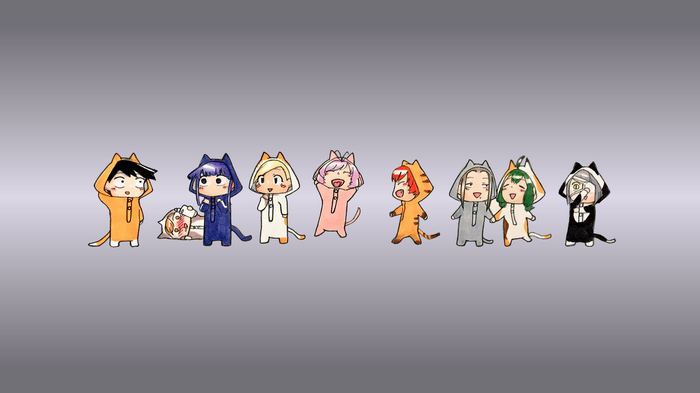 Chibi characters in cat and tiger pajamas