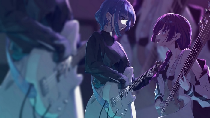 BOCCHI THE ROCK! Ryo Yamada and Kikuri Hiroi playing guitars