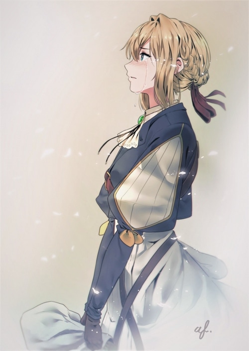 Violet Evergarden Crying with Tears and Braids