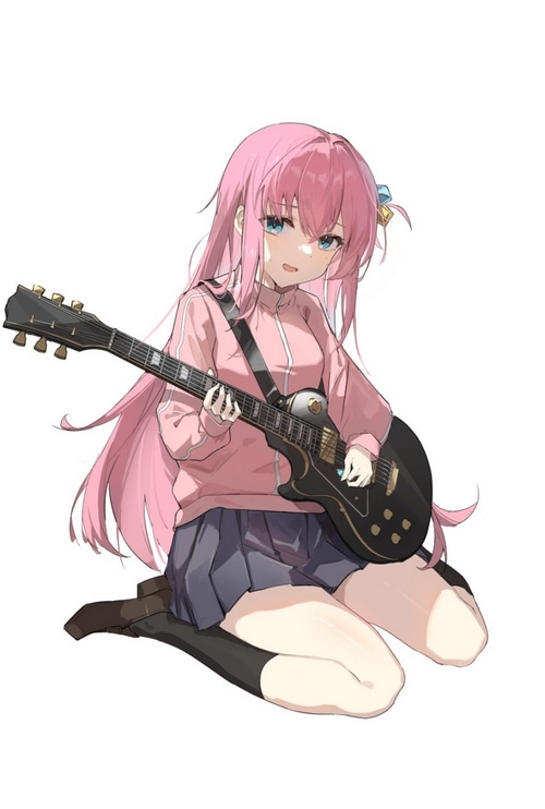 Gotou Hitori playing guitar from BOCCHI THE ROCK!