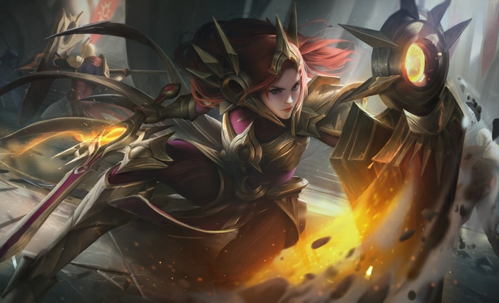 Leona, the Warrior of Light, wields her shield and sword