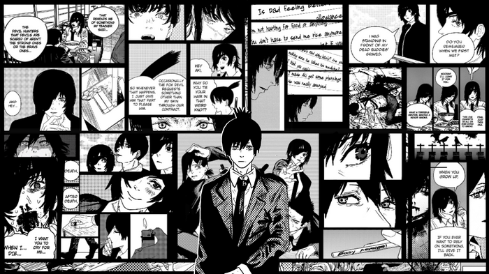 Chainsaw Man Manga Panels Featuring Aki and Himeno