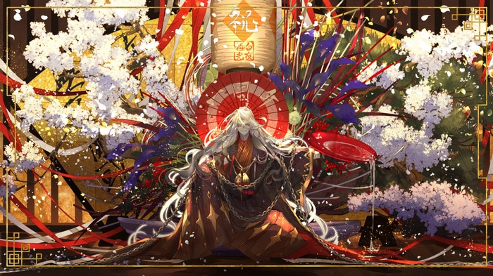 Charon with chains and cherry blossoms