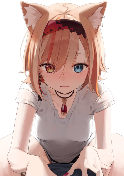 Fox girl with multi-colored eyes and necklace